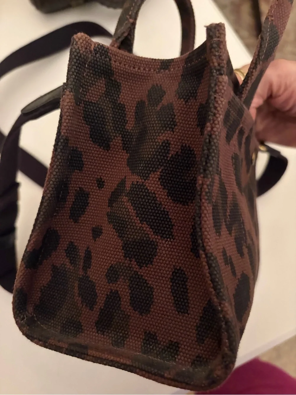 Coach Mini Tote with Leopard Print in Brown and Black